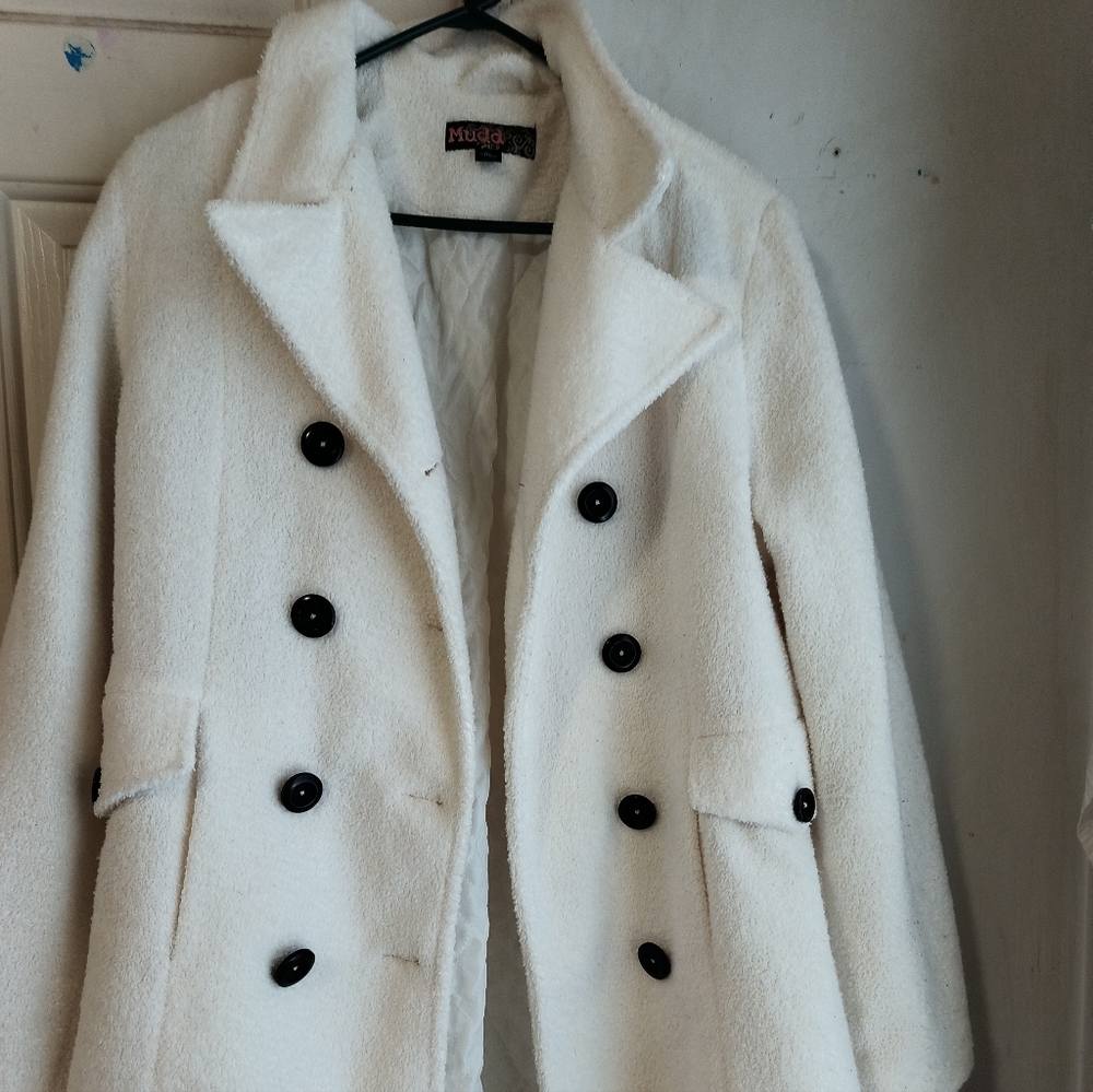 White soft women's Pea coat GENTLY worn 3x